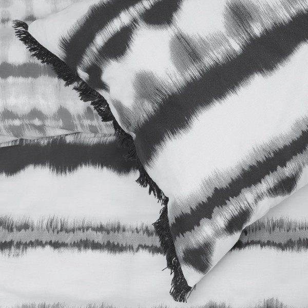 슬립다운 타이 염료 지오 모노 블랙 화이트 가역 이불 커버 이불 술 베개 커버 침구 세트 소프트 이지 케어 - 킹(230cm x 220cm)