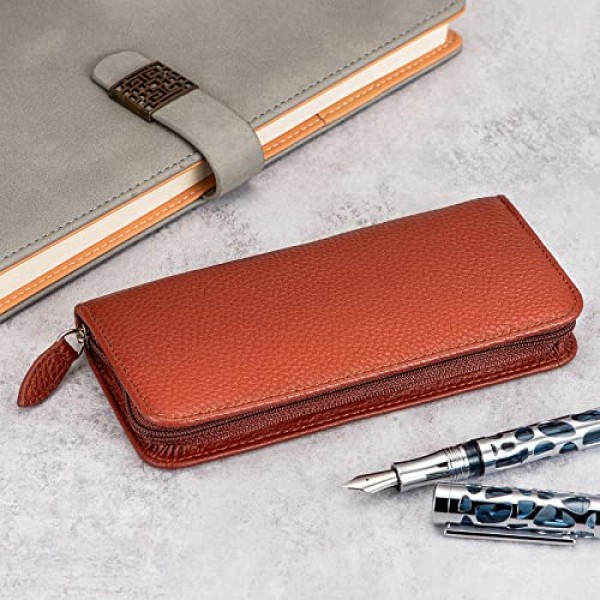 Lanxivi 만년필 가죽 케이스 블랙, 커피 및 빈티지 컬러, 수제 정품 가죽 펜 케이스