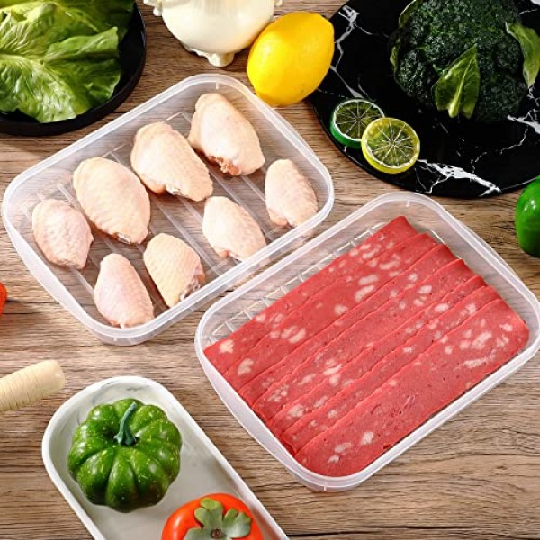 Nuenen 8 팩 베이컨 키퍼 플라스틱 델리 고기 보호기 밀폐 치즈 콜드 컷 냉장고 뚜껑이 있는 식품 저장 용기 냉장고 얕은 로우 프로파일 쿠키 홀더