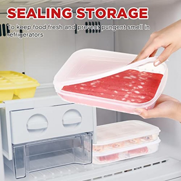 Nuenen 8 팩 베이컨 키퍼 플라스틱 델리 고기 보호기 밀폐 치즈 콜드 컷 냉장고 뚜껑이 있는 식품 저장 용기 냉장고 얕은 로우 프로파일 쿠키 홀더