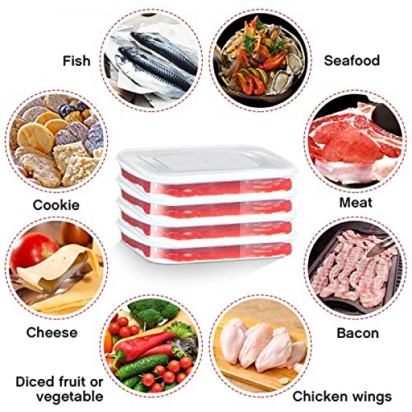 Nuenen 8 팩 베이컨 키퍼 플라스틱 델리 고기 보호기 밀폐 치즈 콜드 컷 냉장고 뚜껑이 있는 식품 저장 용기 냉장고 얕은 로우 프로파일 쿠키 홀더