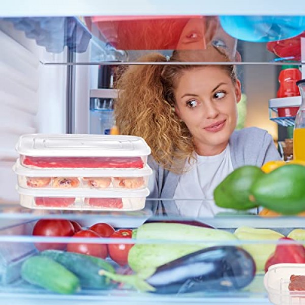 Nuenen 8 팩 베이컨 키퍼 플라스틱 델리 고기 보호기 밀폐 치즈 콜드 컷 냉장고 뚜껑이 있는 식품 저장 용기 냉장고 얕은 로우 프로파일 쿠키 홀더