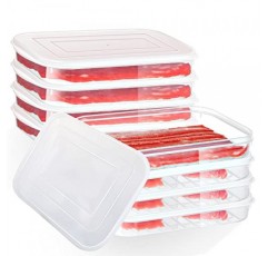 Nuenen 8 팩 베이컨 키퍼 플라스틱 델리 고기 보호기 밀폐 치즈 콜드 컷 냉장고 뚜껑이 있는 식품 저장 용기 냉장고 얕은 로우 프로파일 쿠키 홀더