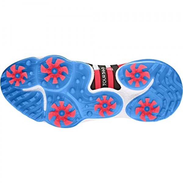 아디다스 남성 Tour360 22 골프 슈즈, 신발 화이트/코어 블랙/블루 러시, 11 US