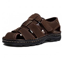 Jousen 남성용 샌들 아치 지원 캐주얼 정품 가죽 여름 야외 해변 어부 샌들 남성용