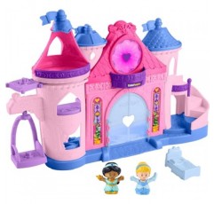 피셔프라이스 리틀 피플 유아 플레이 세트 디즈니 프린세스 마법의 조명 및 춤추는 성 뮤지컬 장난감 18세 이상용 피규어 2개 포함