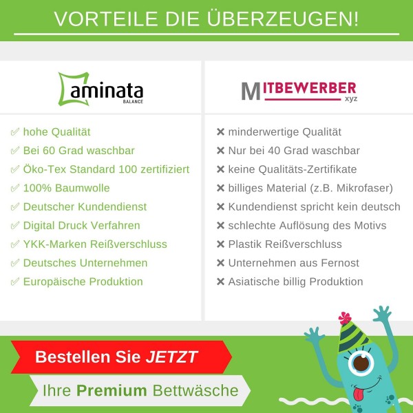 Aminata BALANCE 어린이 침대 린넨 135x200 비버 유니콘 면 어린이 여아 - 유니콘 모티브 - YKK 지퍼가 있는 플란넬 침대 린넨 세트 - 핑크 - 부드럽고 포근함