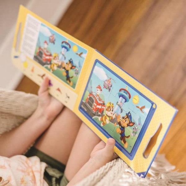 Melissa & Doug PAW Patrol 자기 직소 퍼즐 2개(15피스 퍼즐 2개) 3세 이상 유아 및 어린이를 위한 PAW 순찰 테마 자기 여행 퍼즐 - FSC 인증 재료