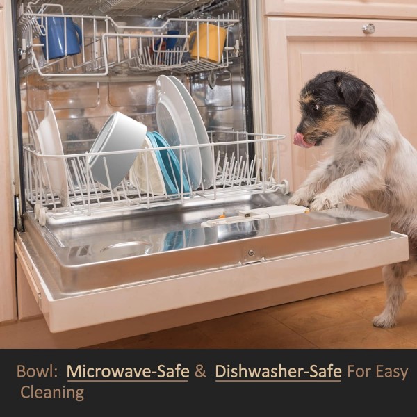 개와 고양이를 위한 대나무 받침대가 있는 AirCover 세라믹 그릇, 음식 그릇이나 물그릇, 고양이 밥그릇, 고양이 그릇 세트로 사용 가능, 미끄럼 방지, 식기세척기 사용 