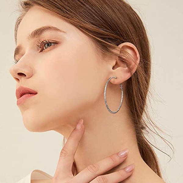 MILACOLATO 8 쌍 후프 귀걸이 여성용 골드 실버 로즈 골드 대형 소형 14 캐럿 골드 도금 피어싱 후프 귀걸이 경량 미니멀리스트 보우 허기 귀걸이 15/25/30/40/50/60/70/100mm