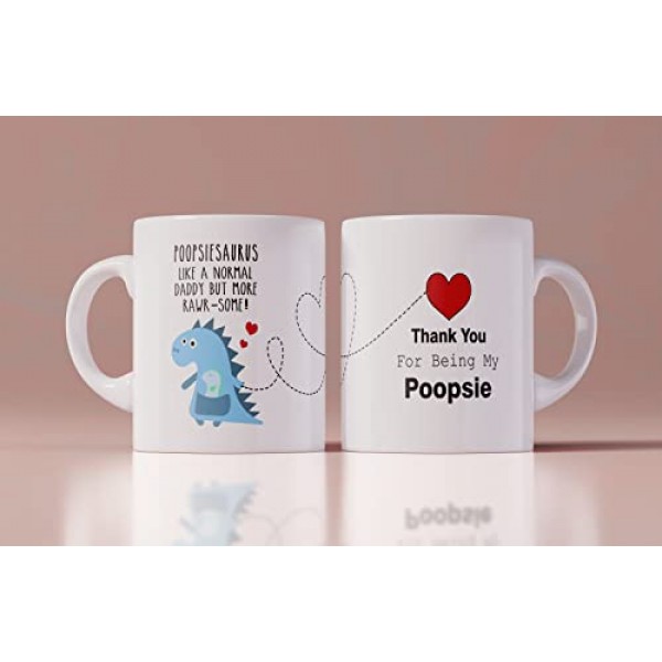 Poopsieaurus 공룡 머그컵, 일반 Poopsie와 비슷하지만 더 원시적인, 아빠를 위한 머그 선물, Poopsie 커피 컵, 재미있는 선물, 아버지의 날, 생일 11온스