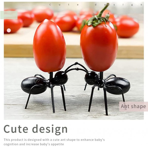 개미 이쑤시개 과일 디저트 포크, XiXiRan 재사용 식품 선택, 미니 개미 과일 포크, 과일 포크 이동, 식품 포크, 케이크/과일/파티용 과일 포크 (24개들이)