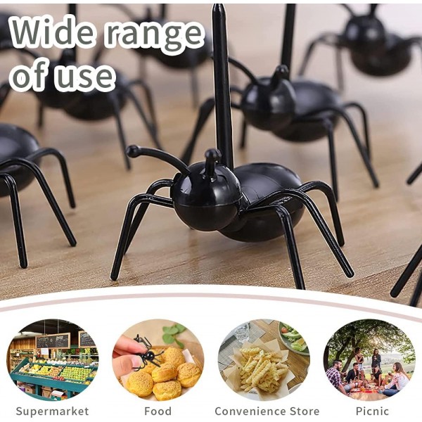 개미 이쑤시개 과일 디저트 포크, XiXiRan 재사용 식품 선택, 미니 개미 과일 포크, 과일 포크 이동, 식품 포크, 케이크/과일/파티용 과일 포크 (24개들이)