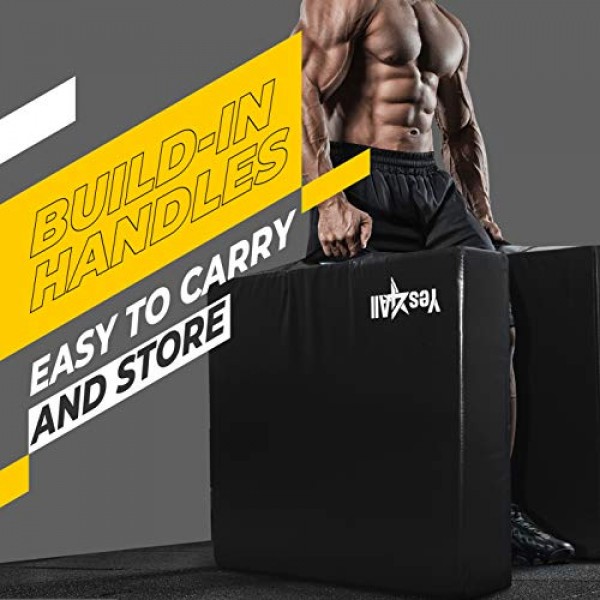 Yes4All 소음기 드롭 패드/역도 드롭 패드(PVC 커버 및 간편한 운반 손잡이 포함) - 쌍으로 판매변형 테마