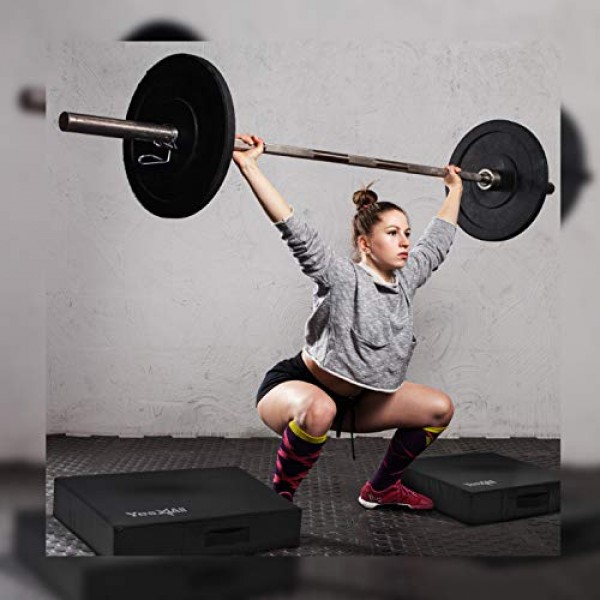 Yes4All 소음기 드롭 패드/역도 드롭 패드(PVC 커버 및 간편한 운반 손잡이 포함) - 쌍으로 판매변형 테마