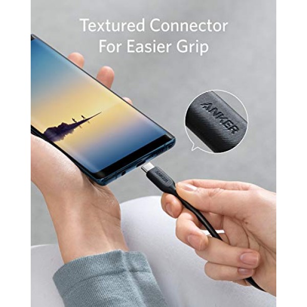 USB 타입 C 케이블, Anker Powerline III USB-A - USB-C 고속 충전 코드(10피트), Samsung Galaxy S10 S9 Plus S8 Plus, LG V20 G7 G6 G5, Sony XZ 등과 호환 가능