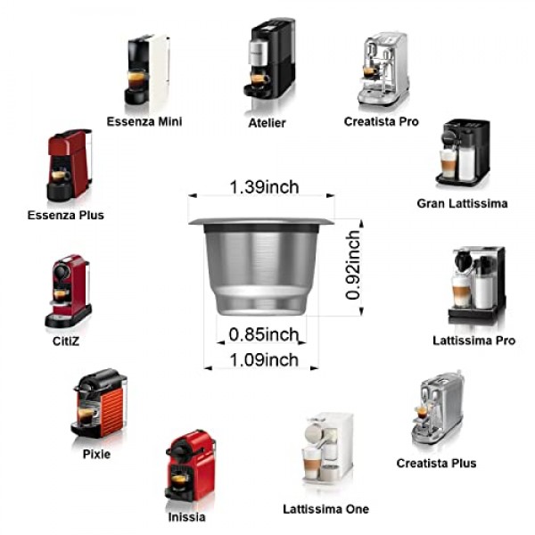 Nespresso OriginalLine용 재사용 가능한 캡슐 - 리필 가능한 커피 포드 6개, Nespresso OriginalLine 머신과 호환되는 스테인리스 스틸 컵(포드 6개 + 뚜껑 100개 + 트레이 + 리필 도구