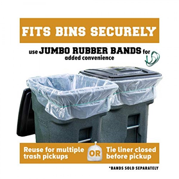 Plasticplace 95-96갤런 쓰레기통 라이너 1.5밀리 투명 고강도 쓰레기 봉투, 61 x 68