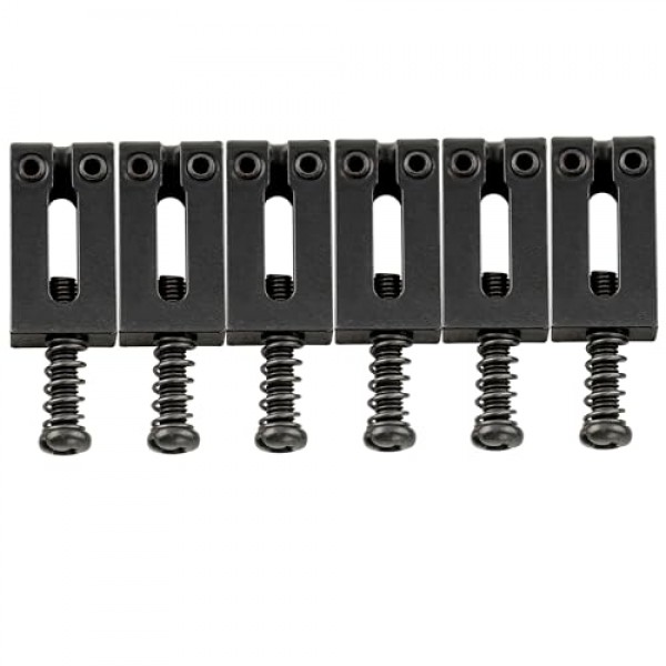 Musiclily Pro 10.5mm 스테인레스 스틸 모던 기타 트레몰로 브릿지 안장 펜더 스트랫 스트라토캐스터 텔레 텔레캐스터 일렉트릭 기타, 블랙(6개 세트)