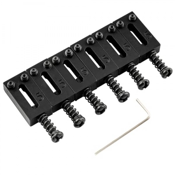 Musiclily Pro 10.5mm 스테인레스 스틸 모던 기타 트레몰로 브릿지 안장 펜더 스트랫 스트라토캐스터 텔레 텔레캐스터 일렉트릭 기타, 블랙(6개 세트)