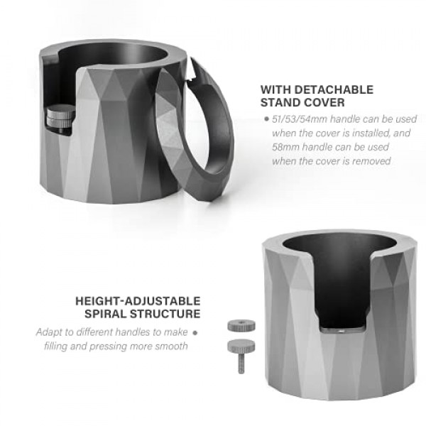 커피 포터필터 홀더, 에스프레소 탬핑 스테이션 by CrossCreek 알루미늄 합금 에스프레소 홀더 탬퍼 스탠드 대부분의 51mm, 53mm, 54mm, 58mm 커피 포터필터 6296-55101-01A