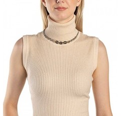 Leonardo Coccola 021563 스테인레스 스틸 목걸이, 골드 및 블랙 도금 링크가 있는 실버 컬러 청키 목걸이 투톤, 여성용 주얼리, 1개, 스테인레스 스틸, 보석 없음