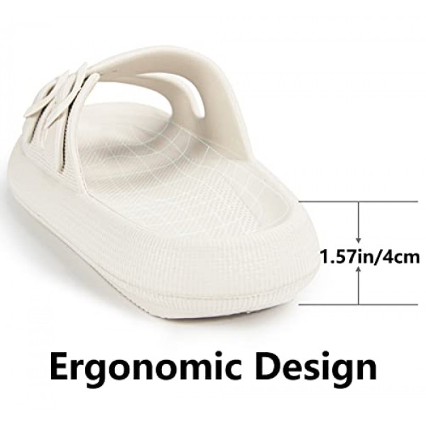 여성 및 남성용 Weweya 샌들 - 베개 슬리퍼 - 더블 버클 조절 가능 슬라이드 - EVA 플랫 샌들