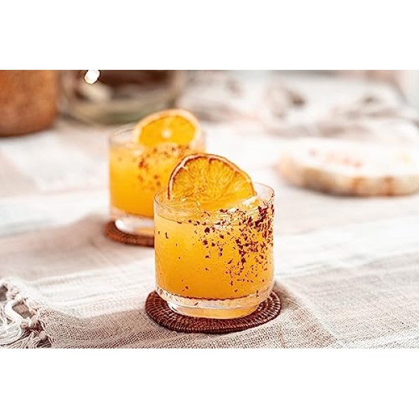 GLASSIQUE CADEAU 데킬라 홀짝과 칵테일 잔 | 4개 세트 | 메즈칼, 마가리타, 팔로마 음주용 10온스 해머드 록스 안경 | 두꺼운 로우볼 안경 | 데킬라 유리 제품 컬렉션