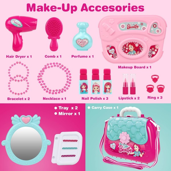 Dreamon 역할 놀이 Jewellry Kit for Girls 장난감 세트 2 in 1 Princess Bag Gift for Girls Boys Kids 3 세