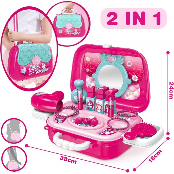 Dreamon 역할 놀이 Jewellry Kit for Girls 장난감 세트 2 in 1 Princess Bag Gift for Girls Boys Kids 3 세