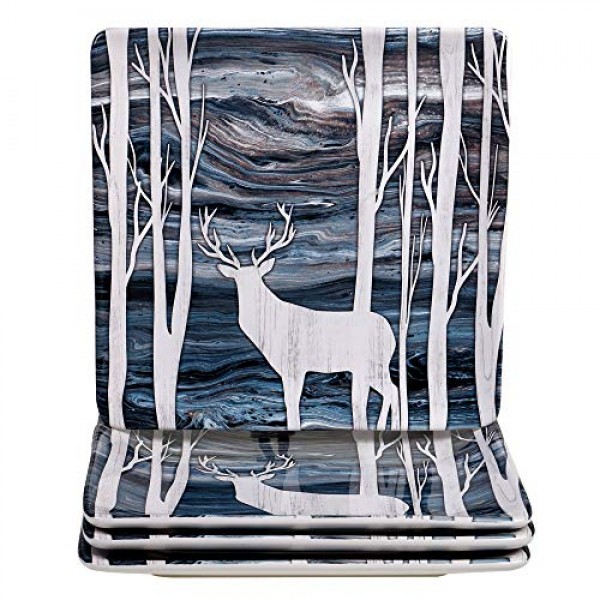 국제 인증 Fluidity Lodge 10.5인치 디너 플레이트, 다양한 색상, 대형, 4개 세트