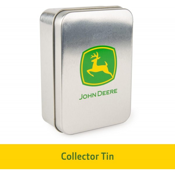 Tomy John Deere 주석 카드 놀이, John Deere 트랙터 이미지가 포함된 52장의 카드 데크, 로고가 있는 수집가용 주석 상자, 6세 어린이용 카드 게임 포함 +