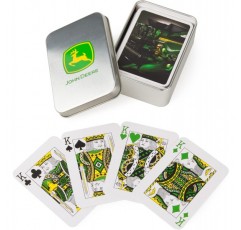 Tomy John Deere 주석 카드 놀이, John Deere 트랙터 이미지가 포함된 52장의 카드 데크, 로고가 있는 수집가용 주석 상자, 6세 어린이용 카드 게임 포함 +