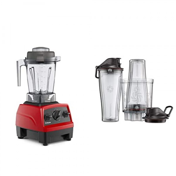Vitamix E310 익스플로리안 블렌더, 전문가 등급, 48온스 컨테이너, 빨간색 및 개인용 컵 어댑터 - 61724