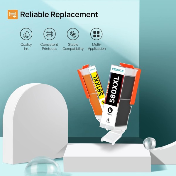 CLI-581(C/M/Y/BK) PGI-580 PGBK 잉크 카트리지 멀티팩, KEENKLE 호환 Canon 580XXL 581XXL XXL for PIXMA TS705 TS8250 TS8150 TS8350 TS6350 TR8500 TS TS6255