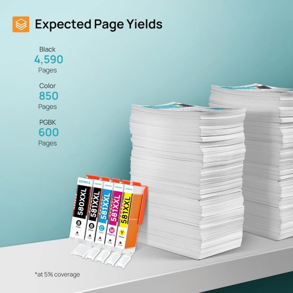 CLI-581(C/M/Y/BK) PGI-580 PGBK 잉크 카트리지 멀티팩, KEENKLE 호환 Canon 580XXL 581XXL XXL for PIXMA TS705 TS8250 TS8150 TS8350 TS6350 TR8500 TS TS6255