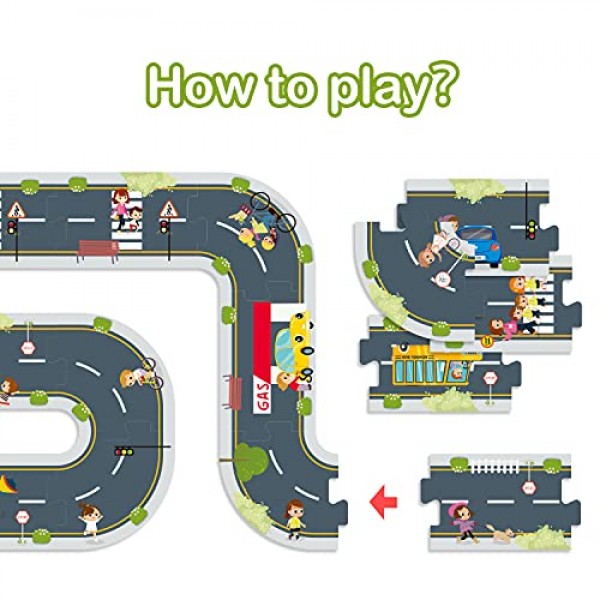 3세 이상 어린이를 위한 TOOKYLAND 도시 도로 퍼즐,종이 직소 퍼즐,유치원 교육 및 학습 장난감 직소 퍼즐 세트 남학생과 여학생을 위한 선물,대화형 놀이 장난감 세트…