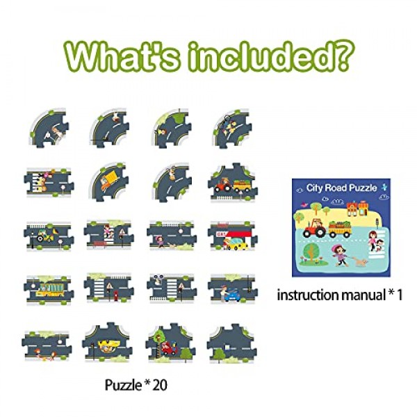 3세 이상 어린이를 위한 TOOKYLAND 도시 도로 퍼즐,종이 직소 퍼즐,유치원 교육 및 학습 장난감 직소 퍼즐 세트 남학생과 여학생을 위한 선물,대화형 놀이 장난감 세트…