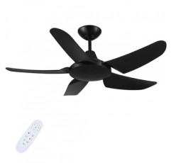 42인치 검정색 천장 선풍기 조명 없음.6단 원격 제어.조용한 가역 DC 모터.5블레이드 실내 또는 지붕이 있는 실외 사용을 위한 현대식 천장 선풍기.