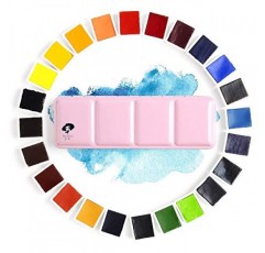 Paul Rubens 전문 수채화 물감 세트 아티스트 등급, 예술가, 초보자, 애호가, 학생을 위한 휴대용 금속 상자가 포함된 24가지 생생한 색상