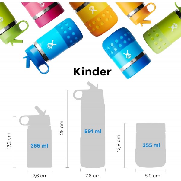 HYDRO FLASK - 어린이용 물병, 591ml(20oz) - 스테인리스 스틸로 만든 진공 단열 물병 - 실용적인 밀짚 뚜껑이 있는 보온병 - BPA 프리, 식기세척기 사용 가능 - Seagrass 물병 Seagra