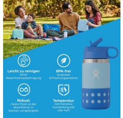 HYDRO FLASK - 어린이용 물병, 591ml(20oz) - 스테인리스 스틸로 만든 진공 단열 물병 - 실용적인 밀짚 뚜껑이 있는 보온병 - BPA 프리, 식기세척기 사용 가능 - Seagrass 물병 Seagra