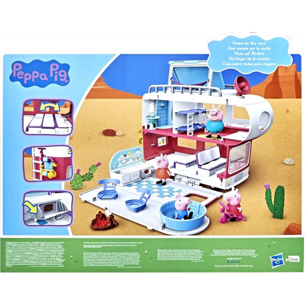 Peppa Pig Adventures, Family Motorhome Preschool Toy, Vehicle to RV Playset, 소리와 음악 재생, 3세 이상, 5.313 x 18.25 x 15인치
