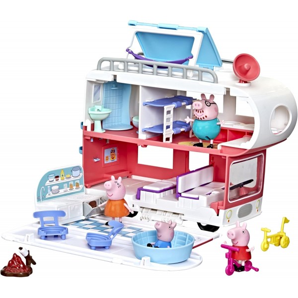 Peppa Pig Adventures, Family Motorhome Preschool Toy, Vehicle to RV Playset, 소리와 음악 재생, 3세 이상, 5.313 x 18.25 x 15인치