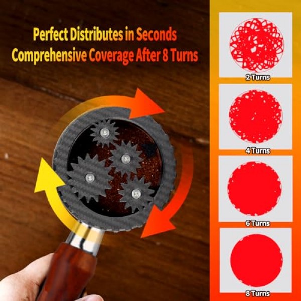 Spirographic Espresso WDT 도구, Breville 58MM Portafilter 바구니, 기어드 회전 에스프레소 바늘 교반기, 에스프레소 기계 액세서리 도구와 호환되는 에스프레소 배포 도구