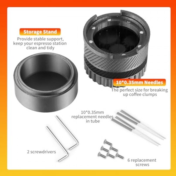 Spirographic Espresso WDT 도구, Breville 58MM Portafilter 바구니, 기어드 회전 에스프레소 바늘 교반기, 에스프레소 기계 액세서리 도구와 호환되는 에스프레소 배포 도구