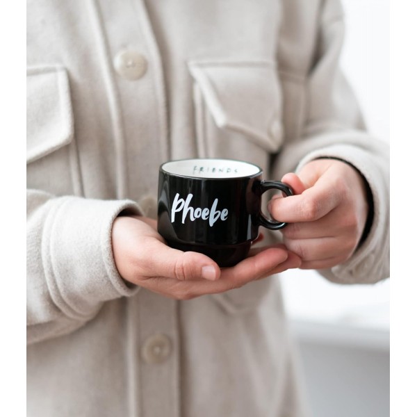 Grupo Erik Set by Friends | 스탠드와 6 커피 컵 | 뉴욕의 유명한 시리즈의 주인공들의 이름이 새겨진 머그 6개, 커피 머그 세트