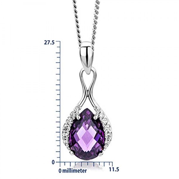 Miore MSAE015N 여성용 925 스털링 실버 자수정 지르코니아 펜던트 45 cm 체인