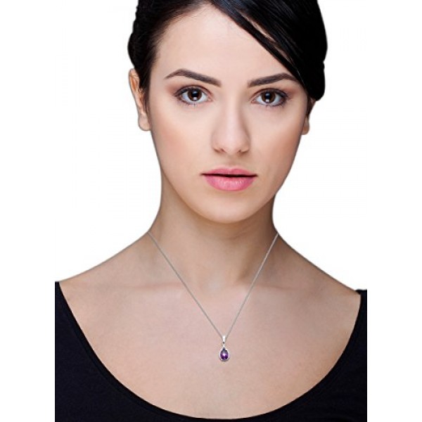 Miore MSAE015N 여성용 925 스털링 실버 자수정 지르코니아 펜던트 45 cm 체인