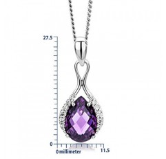 Miore MSAE015N 여성용 925 스털링 실버 자수정 지르코니아 펜던트 45 cm 체인